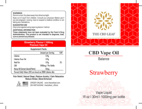 CBD Vape Oil 1000 Strawberry