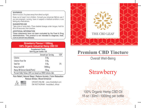 Premium CBD Tincture Strawberry 1000 scaled